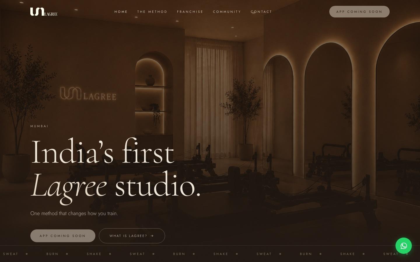 Screenshot of the LSN Lagree website homepage