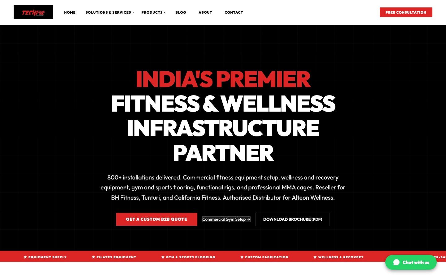 Screenshot of the TechFit Tech website homepage